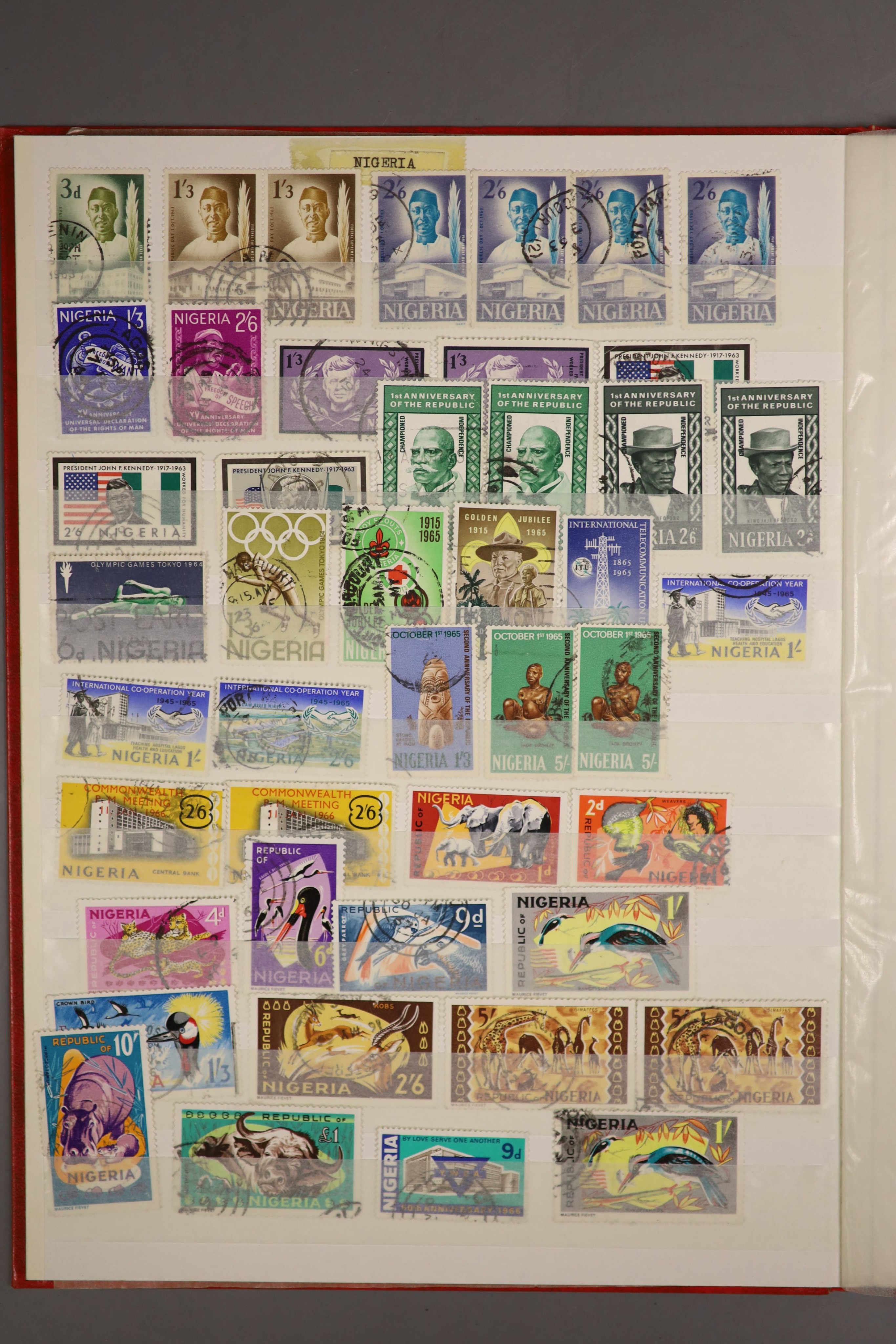 A sheet of 120 Battle of Britain 4d stamps circa 1960-65 together with three albums of World stamps, various